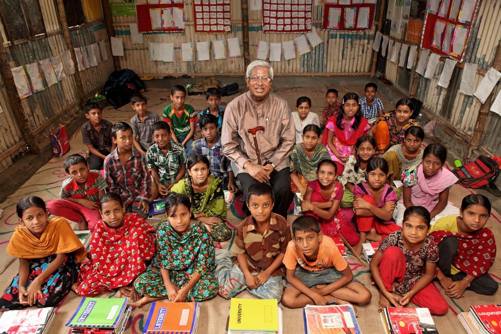 Founder and Chairperson of BRAC Sir Fazle Hasan Abed has visited Karail slum and BRAC School in Dhaka. He went there for a photo session of WISE book.